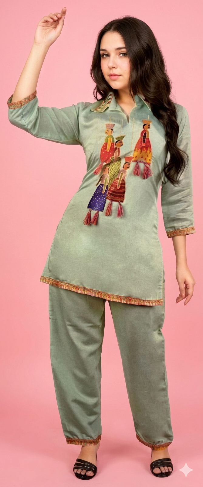Trendy Coord Set | Silk Blend Ethnic top & Trouser set