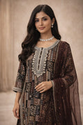 Rayon Premium printed Embroidered Kurta with Pant & Plain Chiffon Printed Dupatta