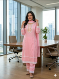 Cotton Blend suit with Embroidered Lace work