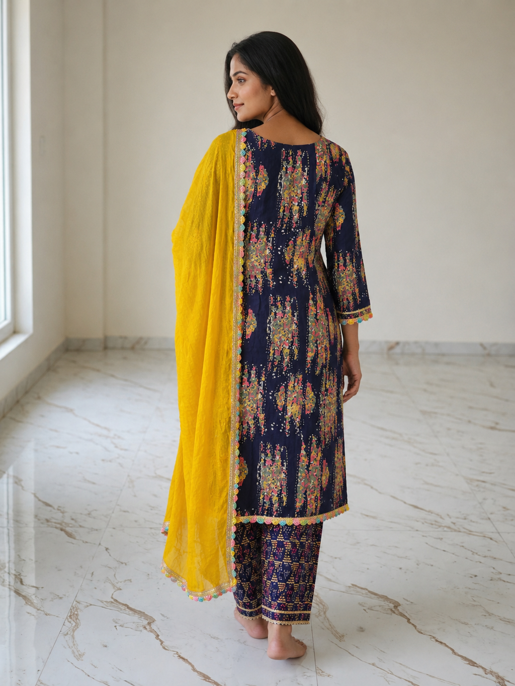 Suit - Cotton Embroidered Floral Printed Suit Set
