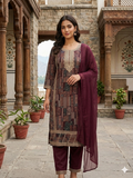 Rayon Premium printed Embroidered Kurta with Pant & Plain Chiffon Printed Dupatta