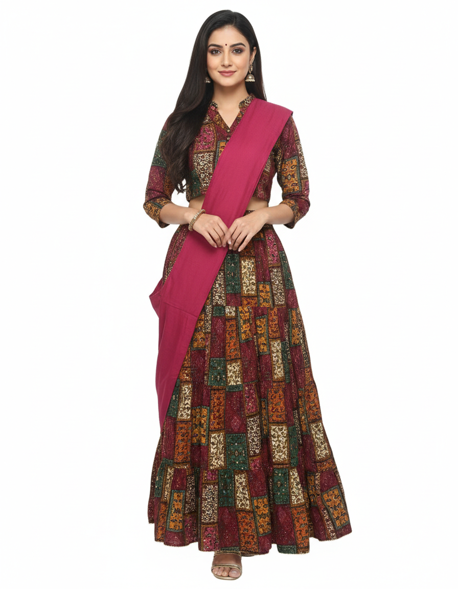 Lehenga - Block Printed Ethnic Free Size Skirt (Festive Special)