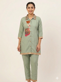 Trendy Coord set | Silk Blend Ethnic Top & Trouser Set (Size - 40)