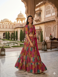 Lehenga - Block Printed with Ethnic Free Size Skirt, Rayon Dupatta