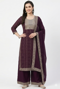Cotton Designer Suit | Embroidery Golden with Pant & Georgette Dupatta